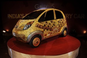 A custom Tata Motors' 'Nano' car, is see