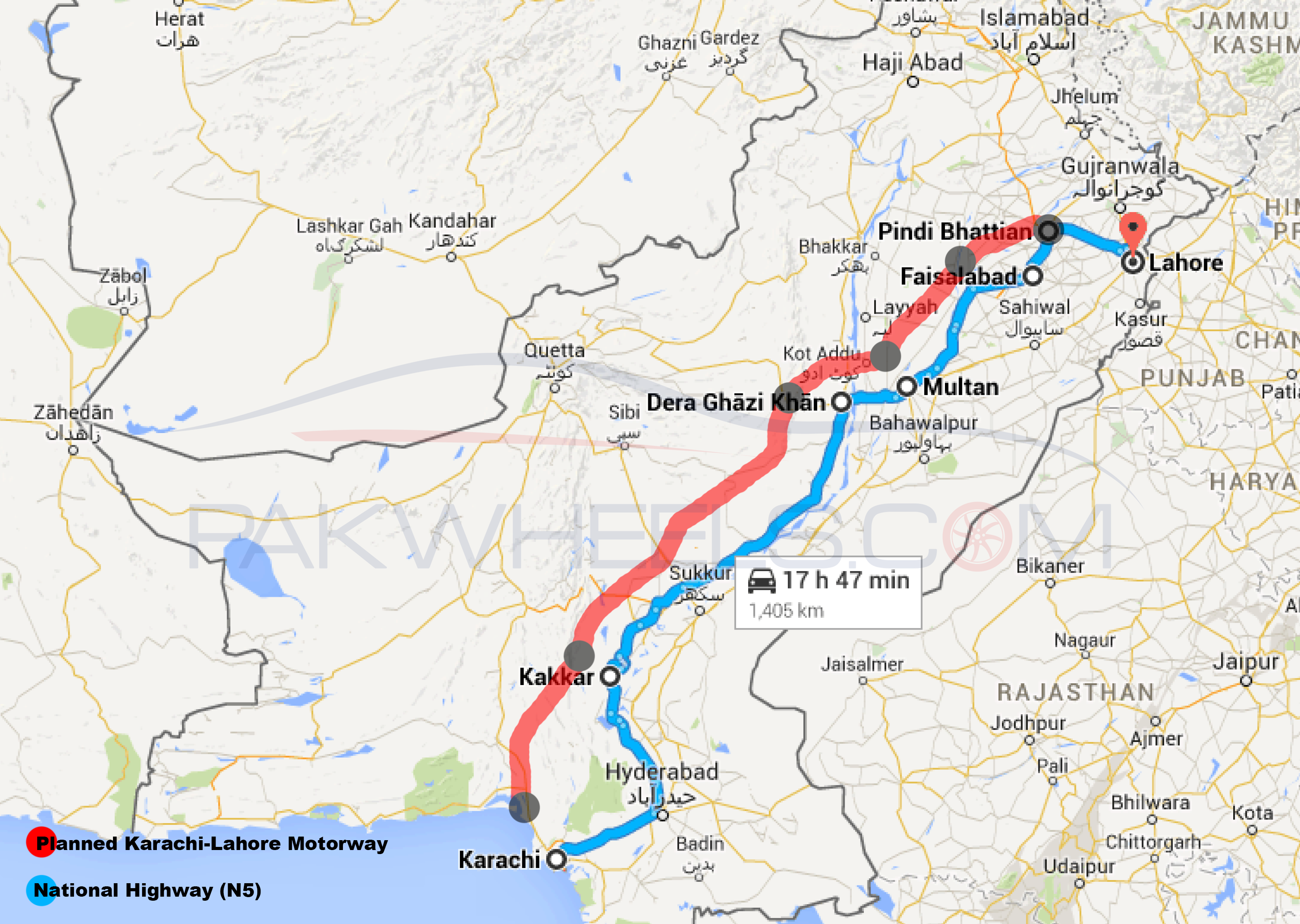 Here s how the Lahore Karachi Motorway looks like on Google Maps