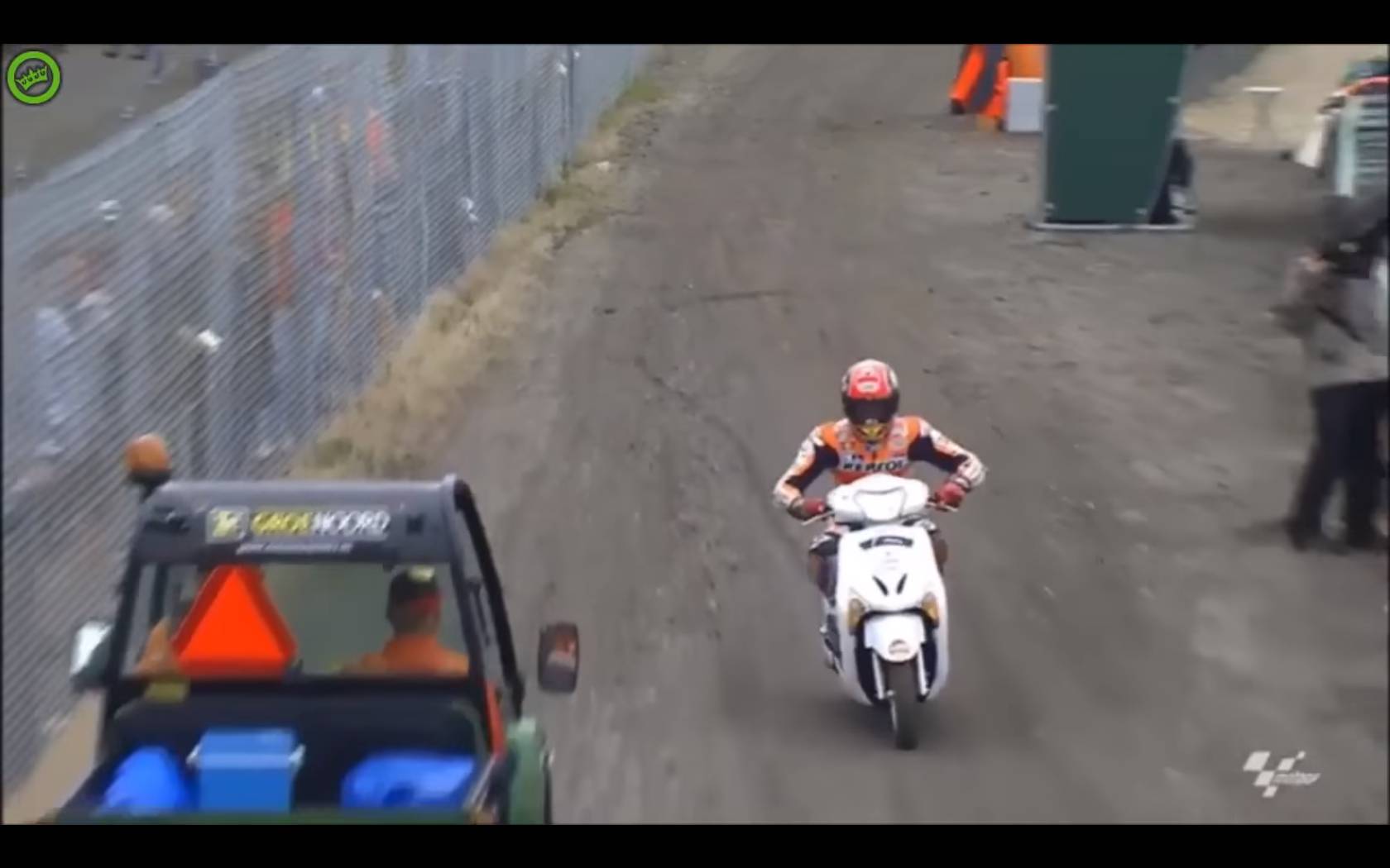 Marc Marquez Crash Steals a scooter