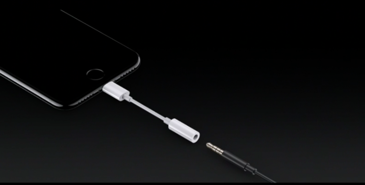 iPhone 7 with Lightning-to-Aux Adapter