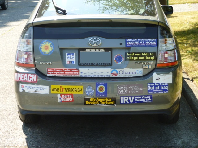 Bumper sticker on cars