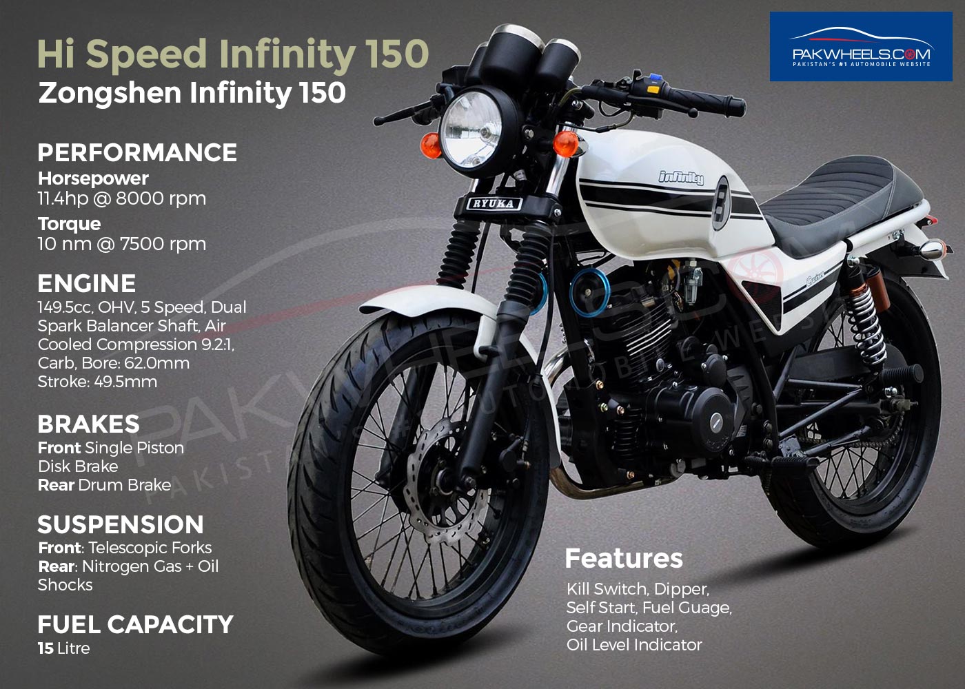 Upcoming Hi-Speed Infinity 150CC Motorcycle in Pakistan Specs and