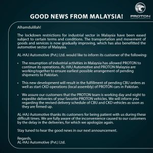 Proton Car Deliveries