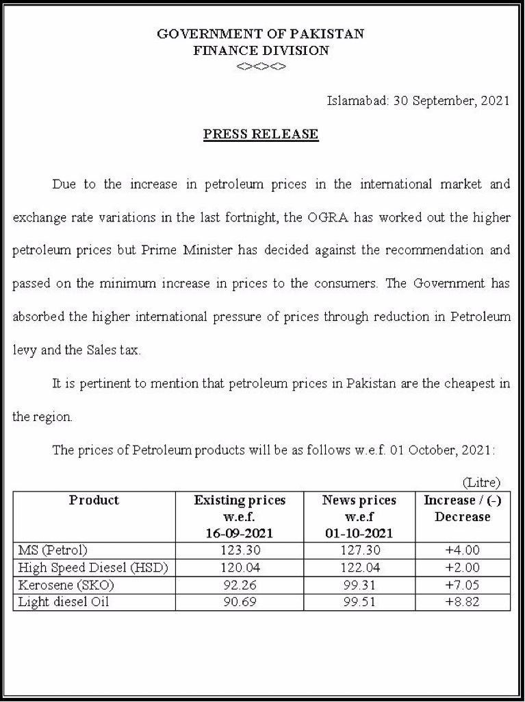 Petrol Price Increased