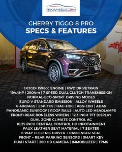 EXCLUSIVE - Specs and Features of Chery Tiggo 8 Pro - PakWheels Blog