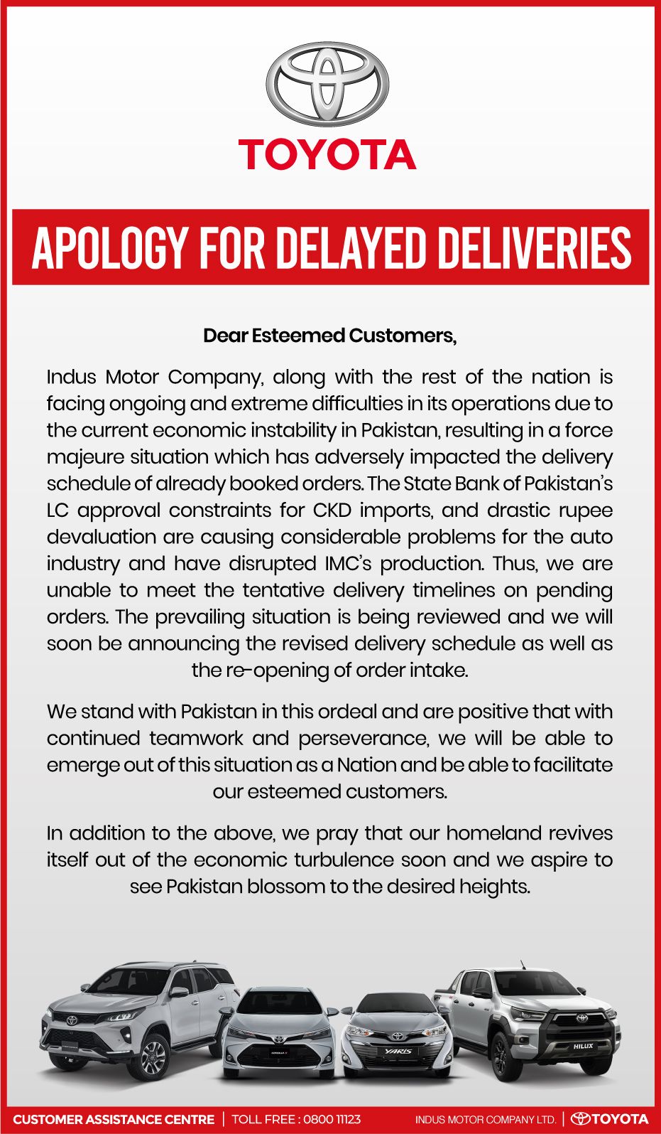 Toyota Late Deliveries