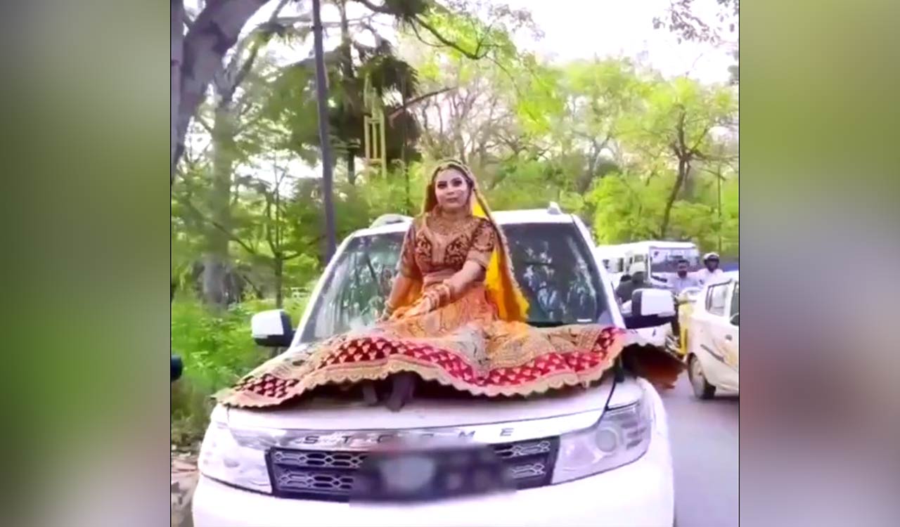Viral Trends Bride Rides Car Bonnet And Pays The Price Pakwheels Blog