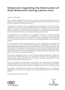 Audi Pakistan statement
