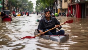 AI Generated boat for Lahore rain 